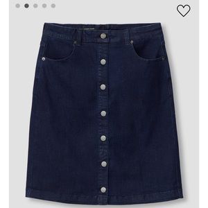 Ang Denim Button Down Skirt – Dark Indigo